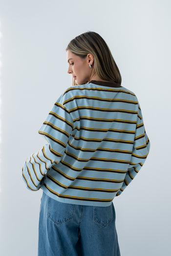 Kiana Striped Top in Light Blue - FINAL SALE