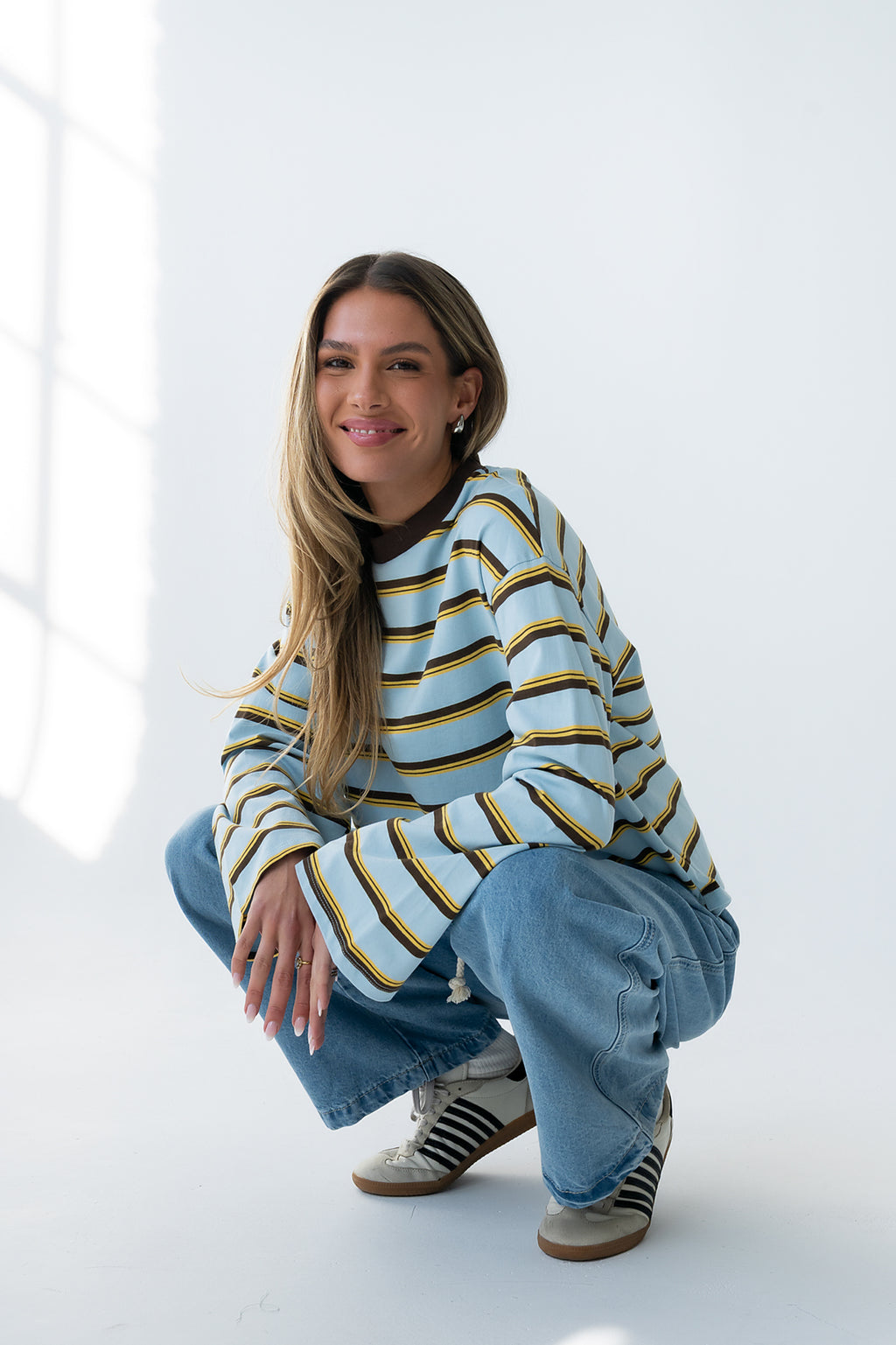 Kiana Striped Top in Light Blue - FINAL SALE