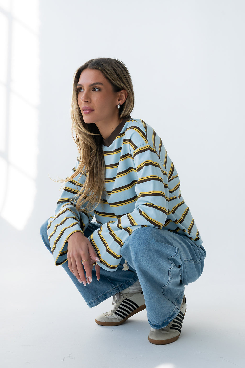 Kiana Striped Top in Light Blue - FINAL SALE