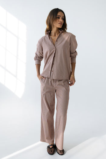 Hailey Striped Baggy Pants in Mauve
