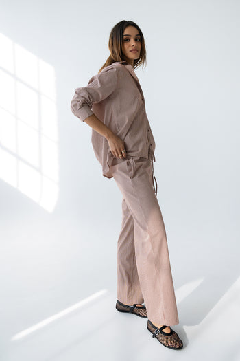 Hailey Striped Baggy Pants in Mauve