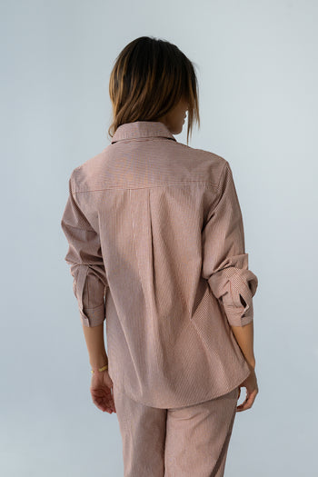 Hailey Striped Button Up in Mauve