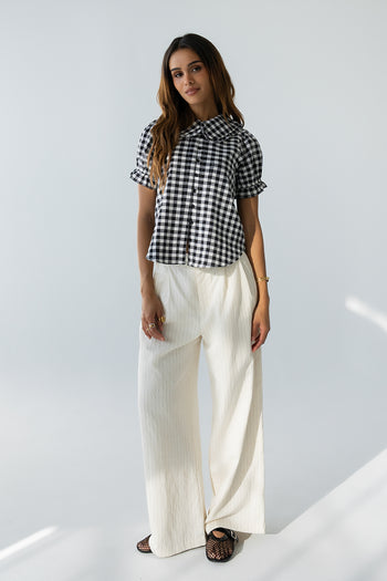 Nelly Gingham Blouse in Black