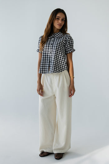 Nelly Gingham Blouse in Black