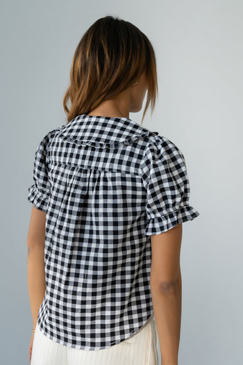 Nelly Gingham Blouse in Black