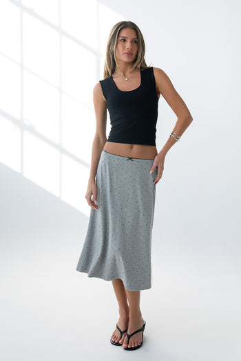 Jordyn Polka Dot Skirt in Heather Grey