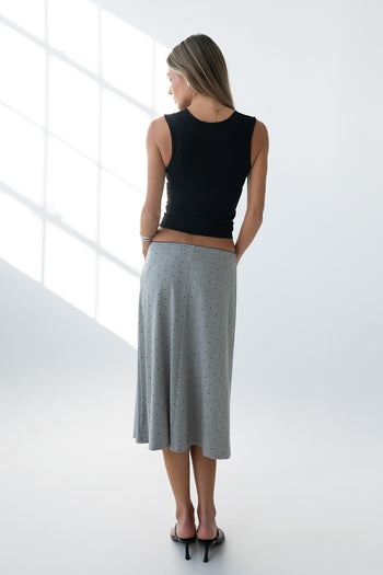 Jordyn Polka Dot Skirt in Heather Grey