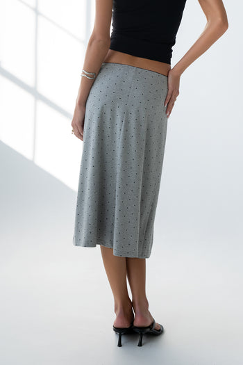 Jordyn Polka Dot Skirt in Heather Grey