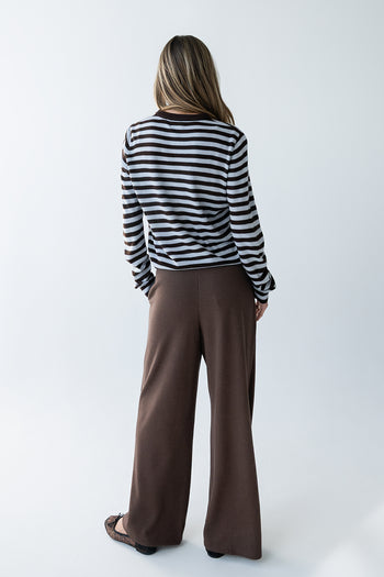 Ronda Ribbed Wide Leg Pants in Brown