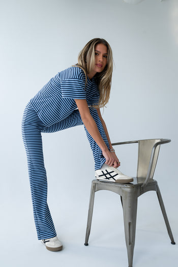 Jannet Striped Top in Navy