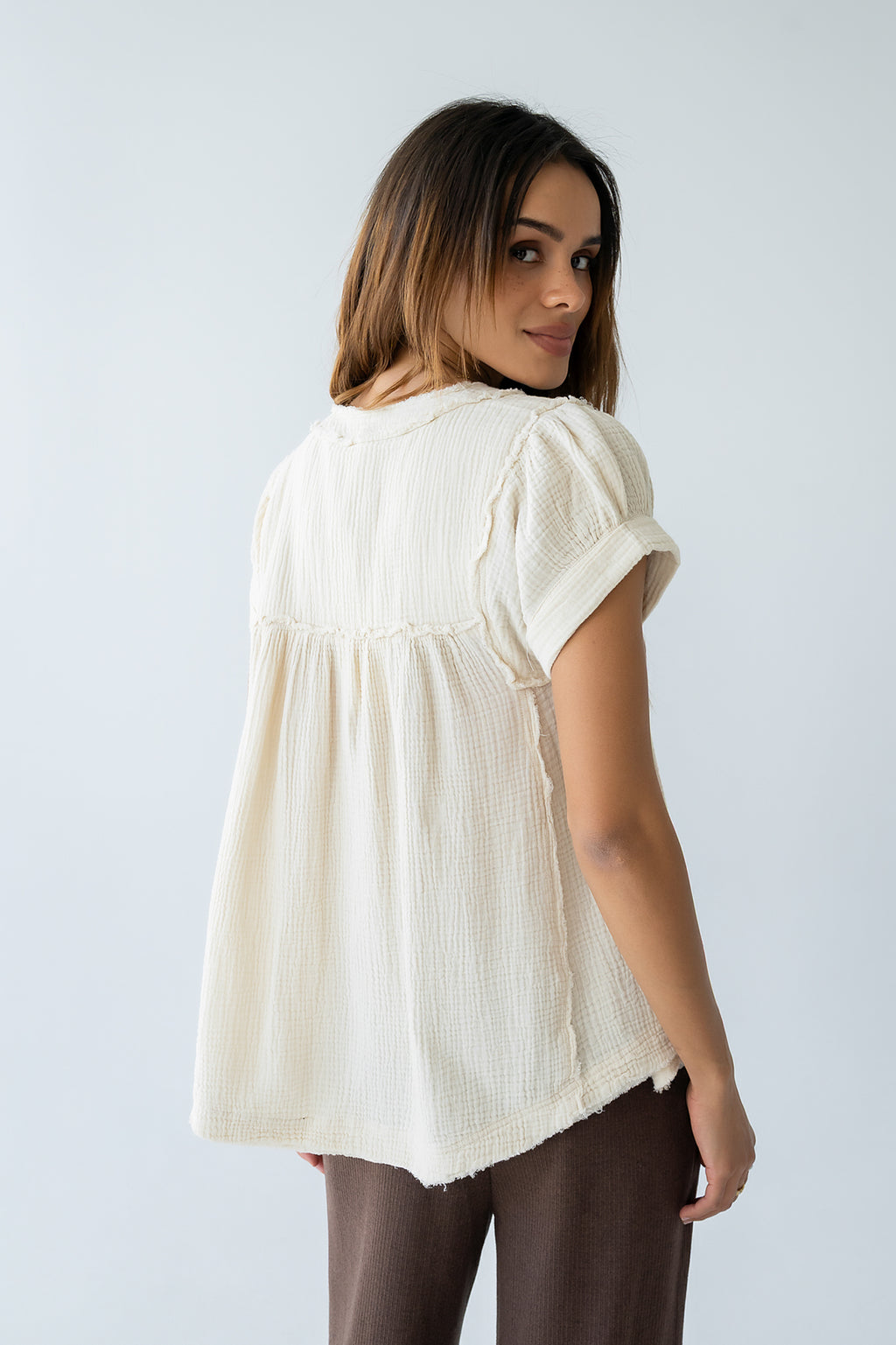 Giana Henley Blouse - FINAL SALE