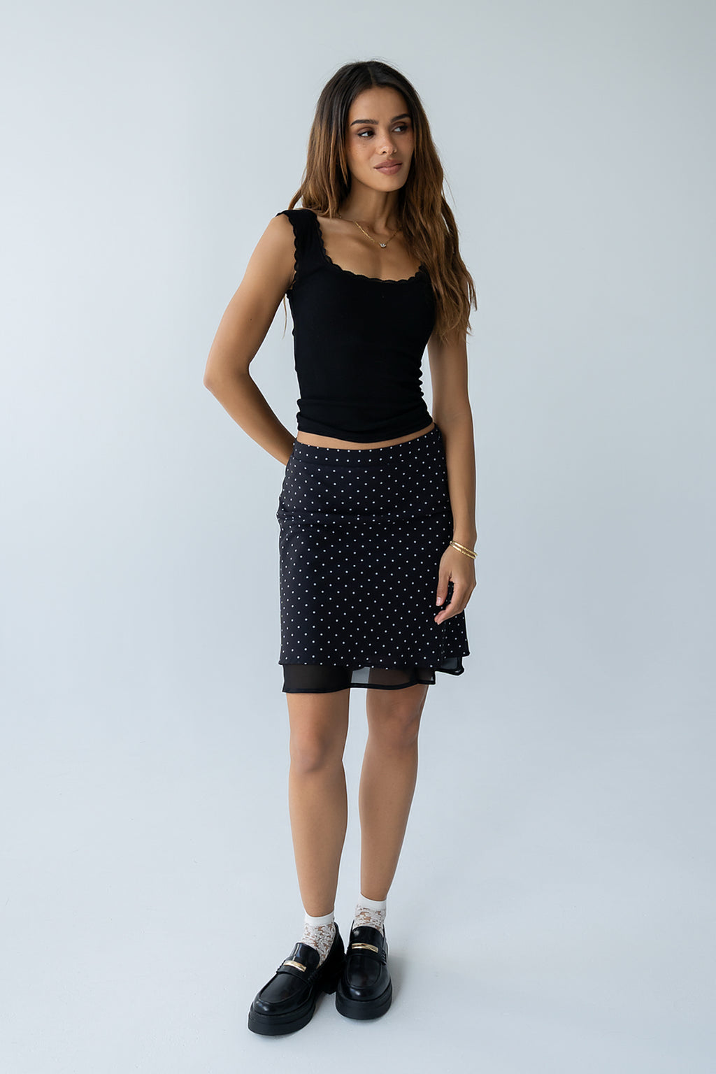 Sawyer Lace Trim Tank Top in Black