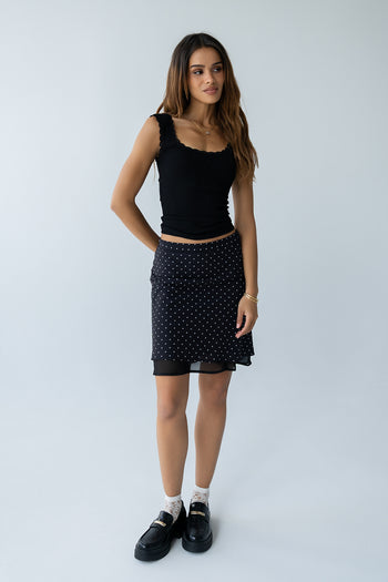 Sawyer Lace Trim Tank Top in Black