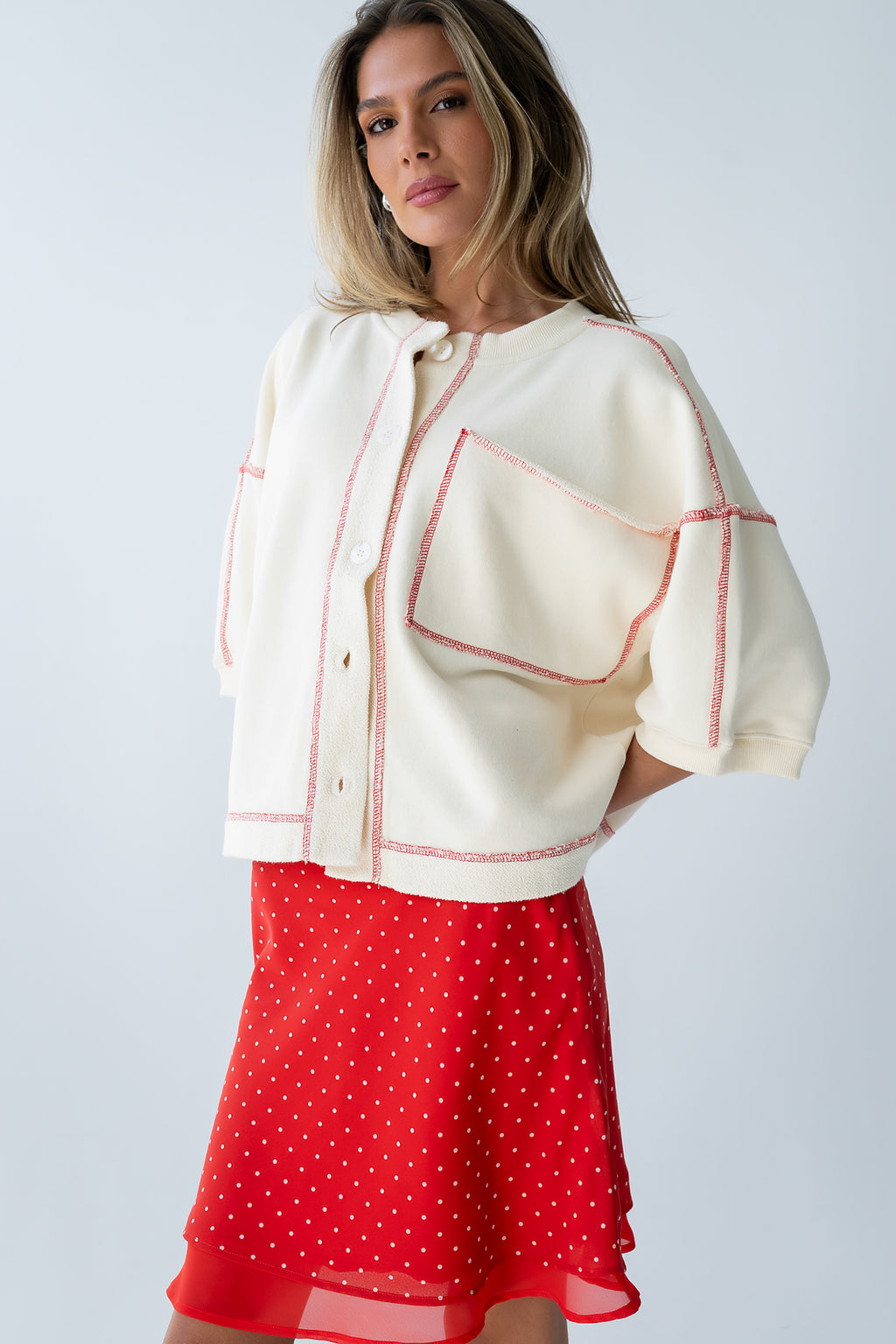 Liam Oversized Top in Bone