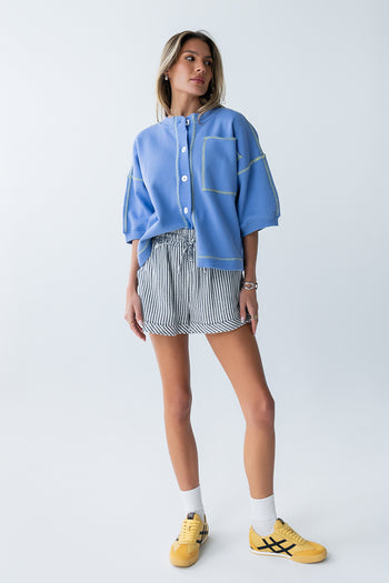 Liam Oversized Top in Blue