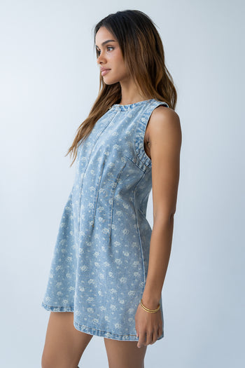 Elizabeth Floral Denim Mini Dress