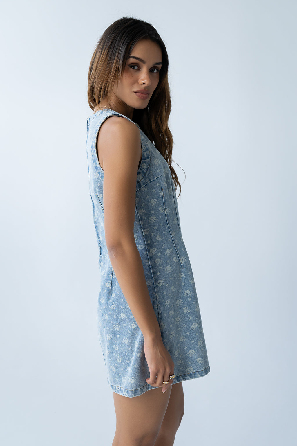 Elizabeth Floral Denim Mini Dress