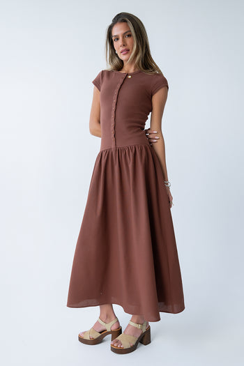 Bailee Maxi Dress in Red-Brown