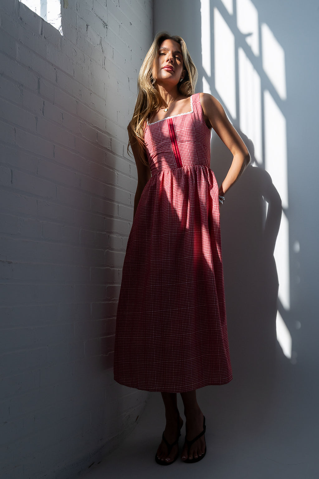 peony plaid holiday sunday midi dress PEONY Holiday Gingham Dress