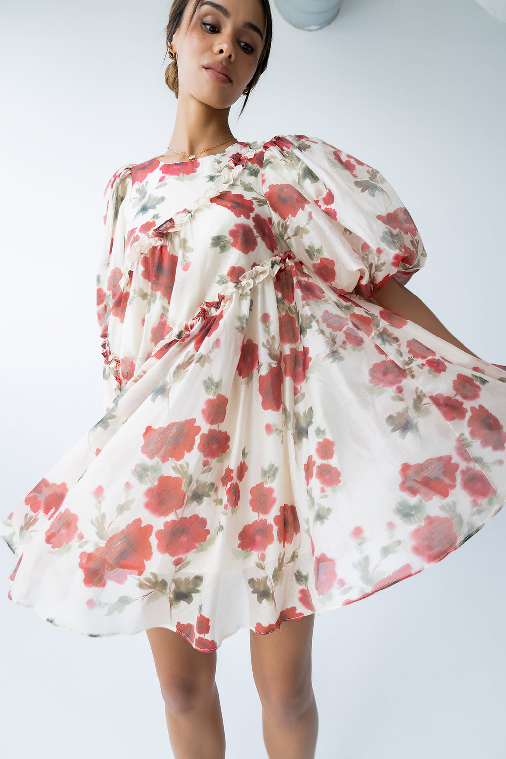 Tamlyn Floral Mini Dress in Red