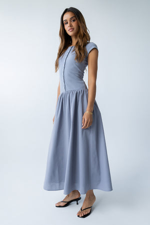 formal slate blue dress Sky Blue Corset Cutout Long Formal Dress with Slit, Sky Blue / Custom Size main image 0