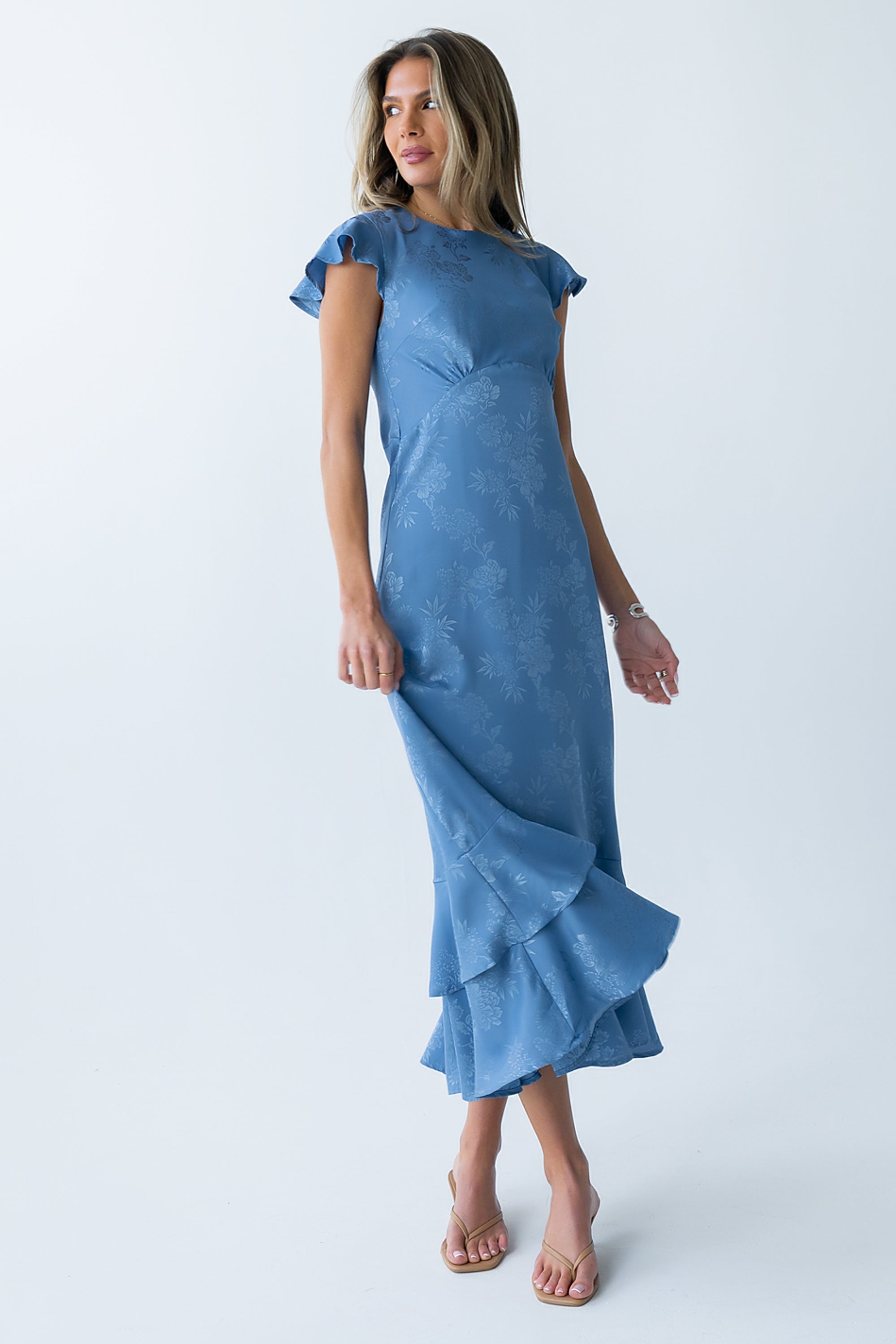 Blue Floral Dresses with Soft Flower Prints Blue Floral Dresses with Soft Flower Prints