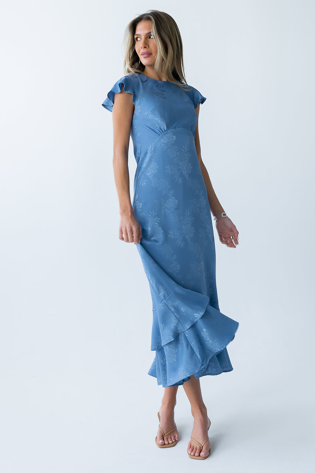Mateo Floral Maxi Dress in Blue