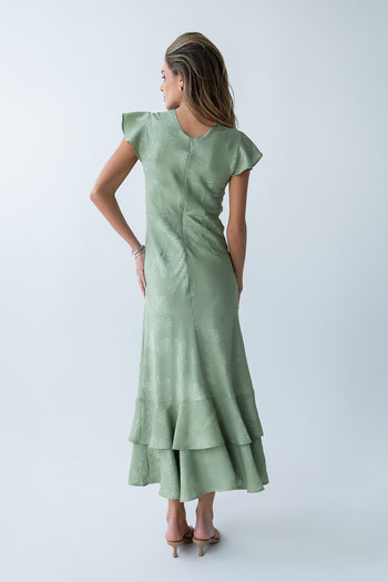 Mateo Floral Maxi Dress in Green