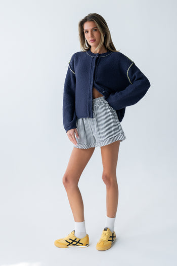 Mindi Contrast Sweater in Navy