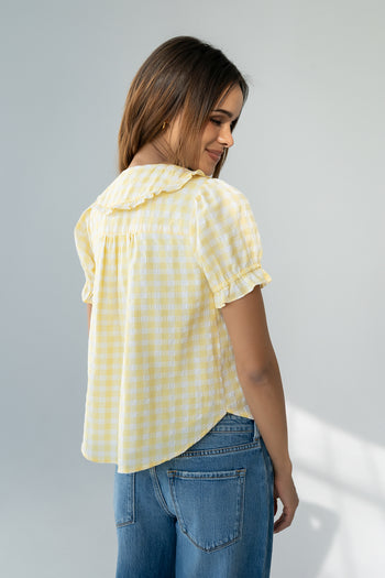 Nelly Gingham Blouse in Yellow