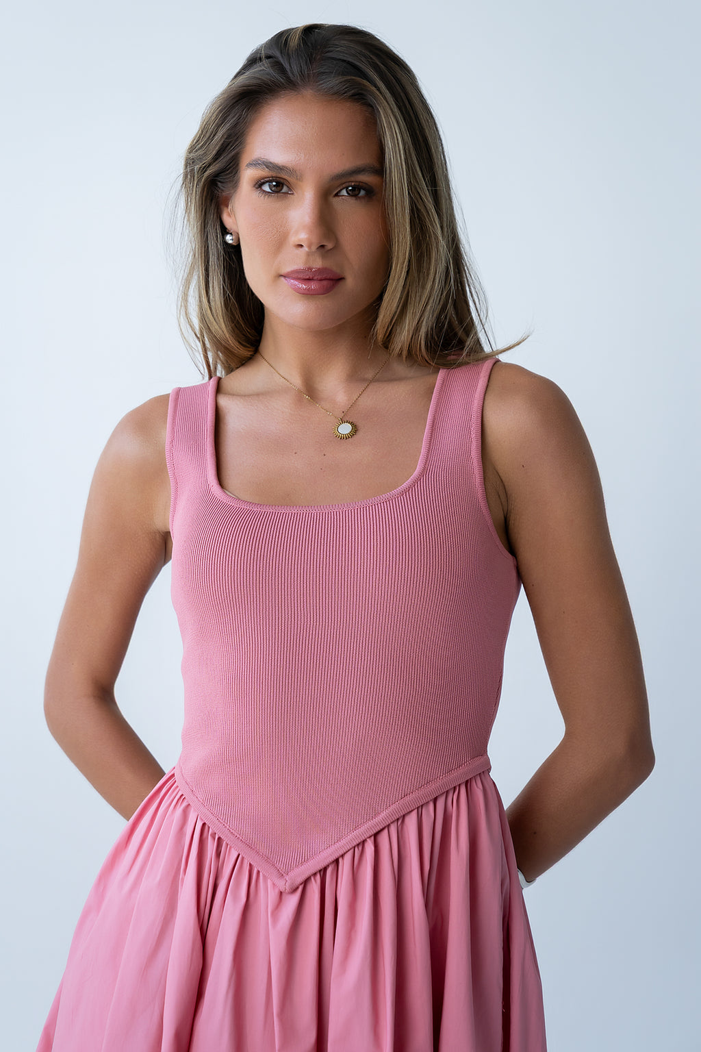 pink embroidery eliza midi dress Hyacinth House Hot Pink Embroidery Eliza Midi Dress Hot Pink / M