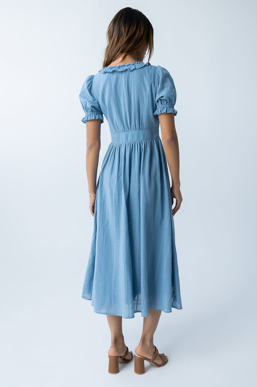 knee length blue flowy dress Blue Floral Knee Length Dress for Women Casual Summer