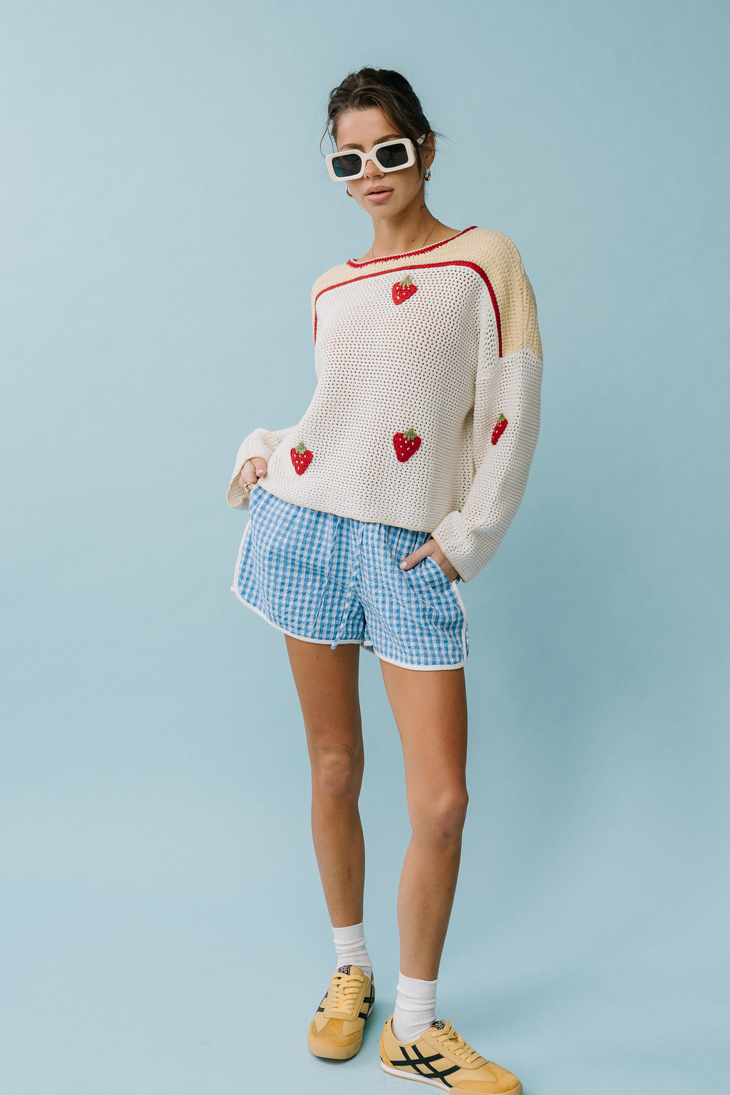 Maia Gingham Shorts in Blue