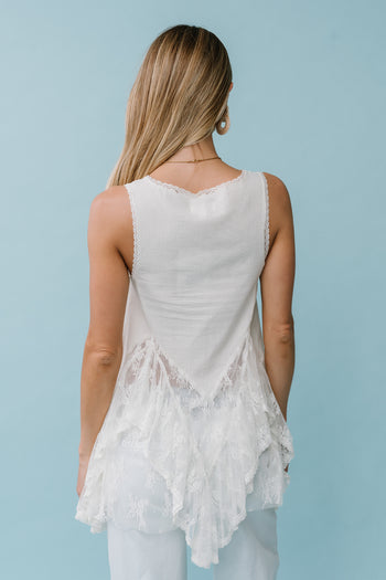 Mariana Lace Tank Top in Ivory