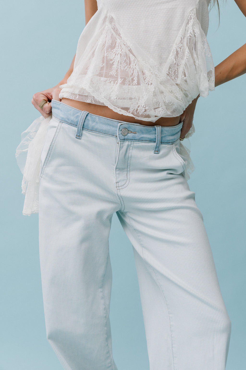Kendall Striped Wide Leg Jeans