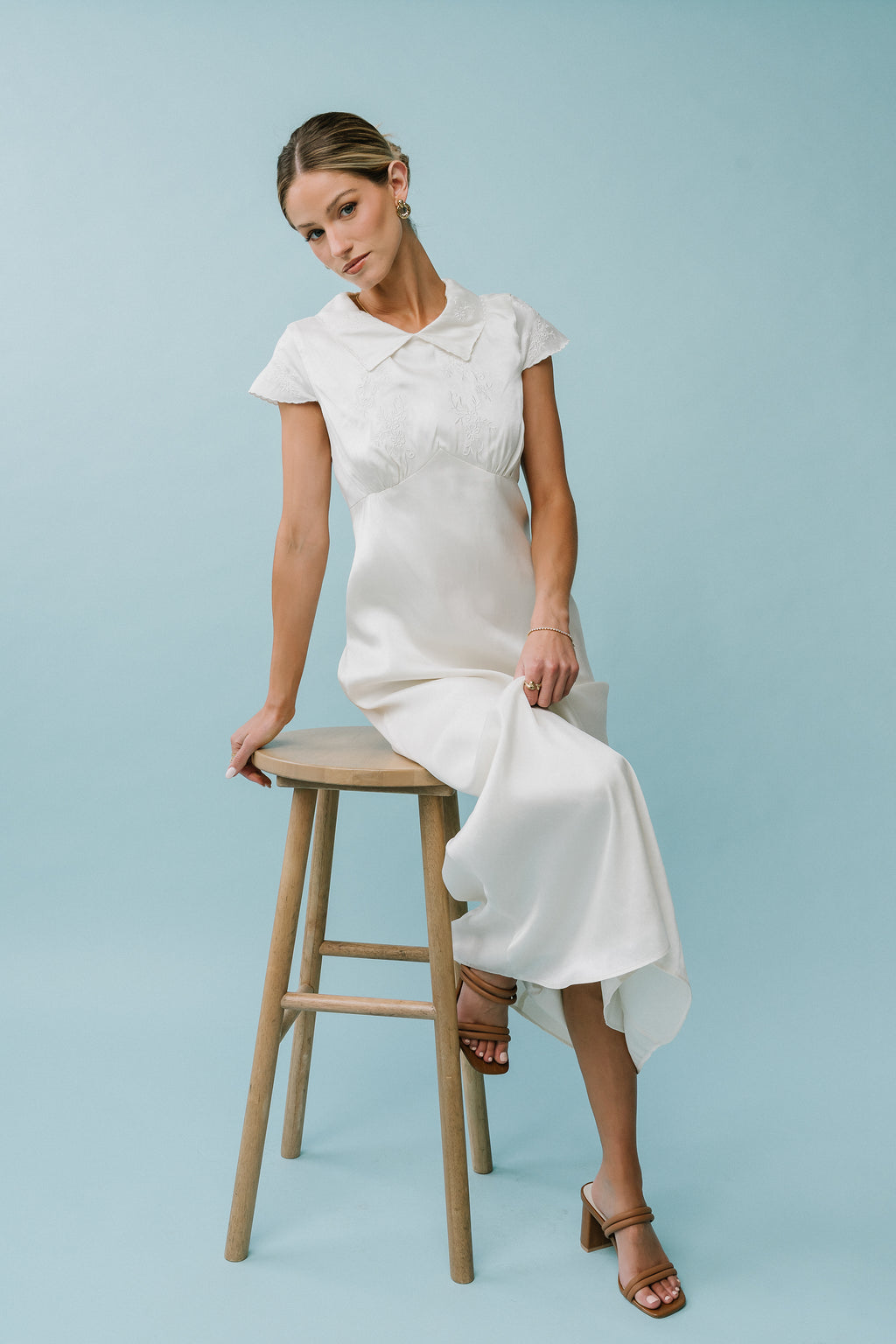 bhme Tammy Embroidered Maxi Dress in Ivory - Size Medium, Non Stretch Material bhme Tammy Embroidered Maxi Dress in Ivory - Size Medium, Non Stretch Material