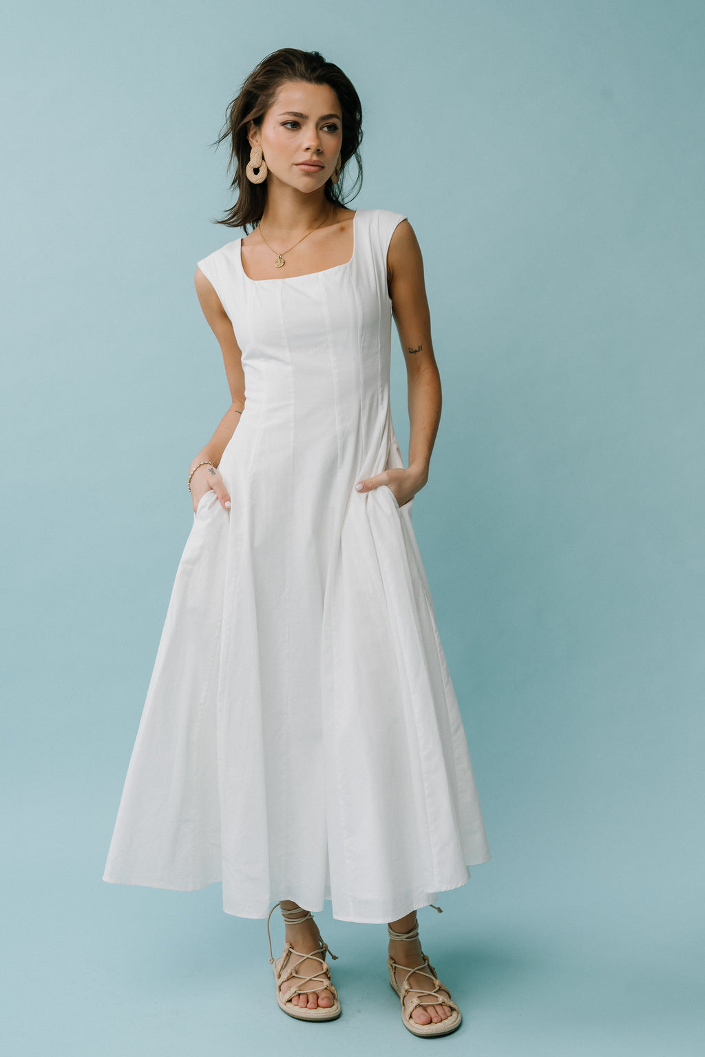 Colin Midi Dress in Cream