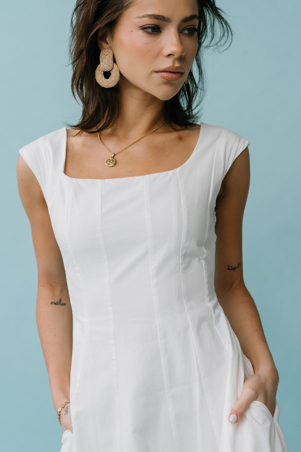 Colin Midi Dress in Cream