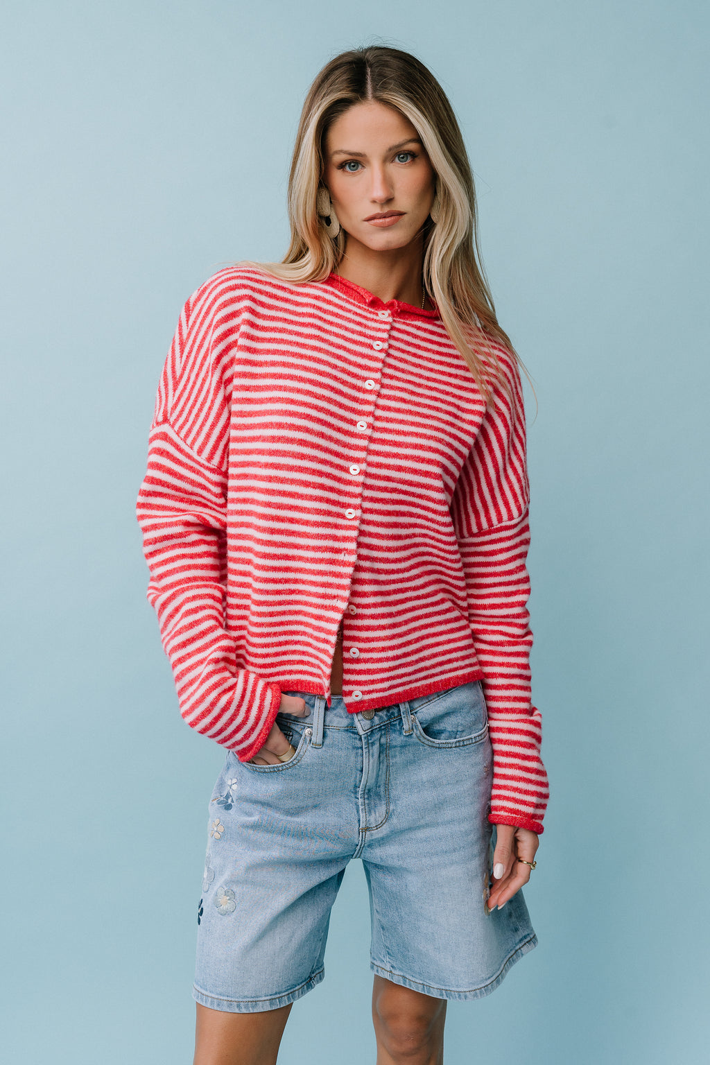 Miriam Striped Cardigan in Pink