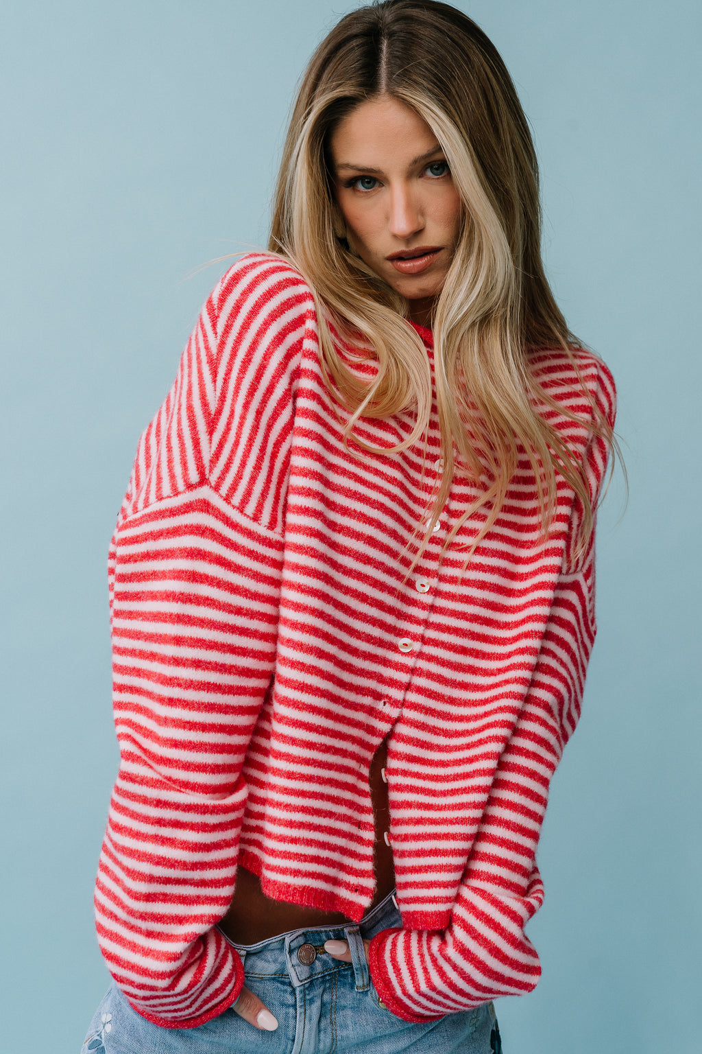 Miriam Striped Cardigan in Pink