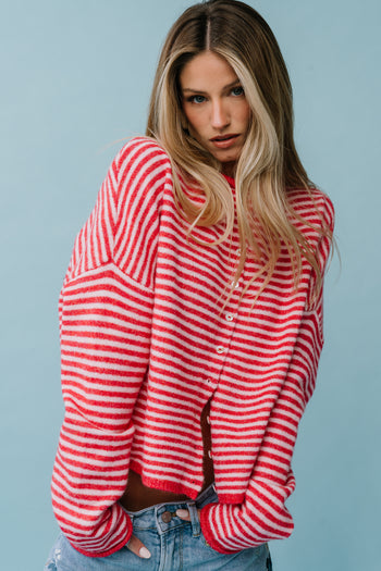 Miriam Striped Cardigan in Pink