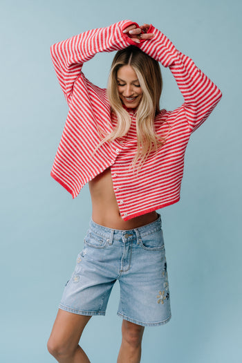 Miriam Striped Cardigan in Pink