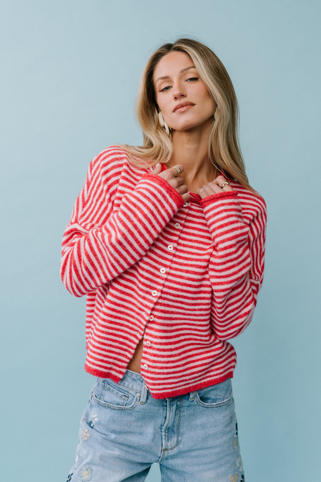 Miriam Striped Cardigan in Pink