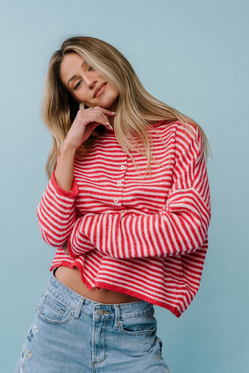 Miriam Striped Cardigan in Pink