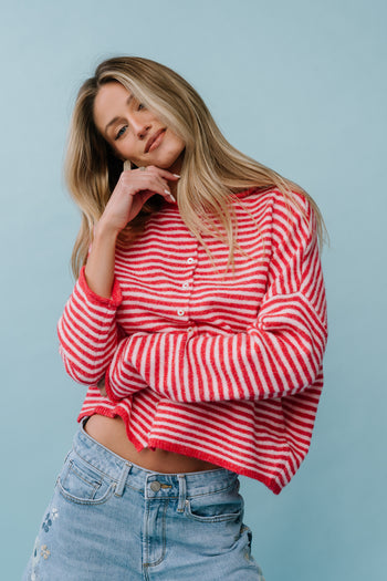 Miriam Striped Cardigan in Pink