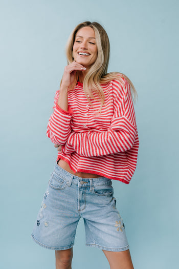 Miriam Striped Cardigan in Pink