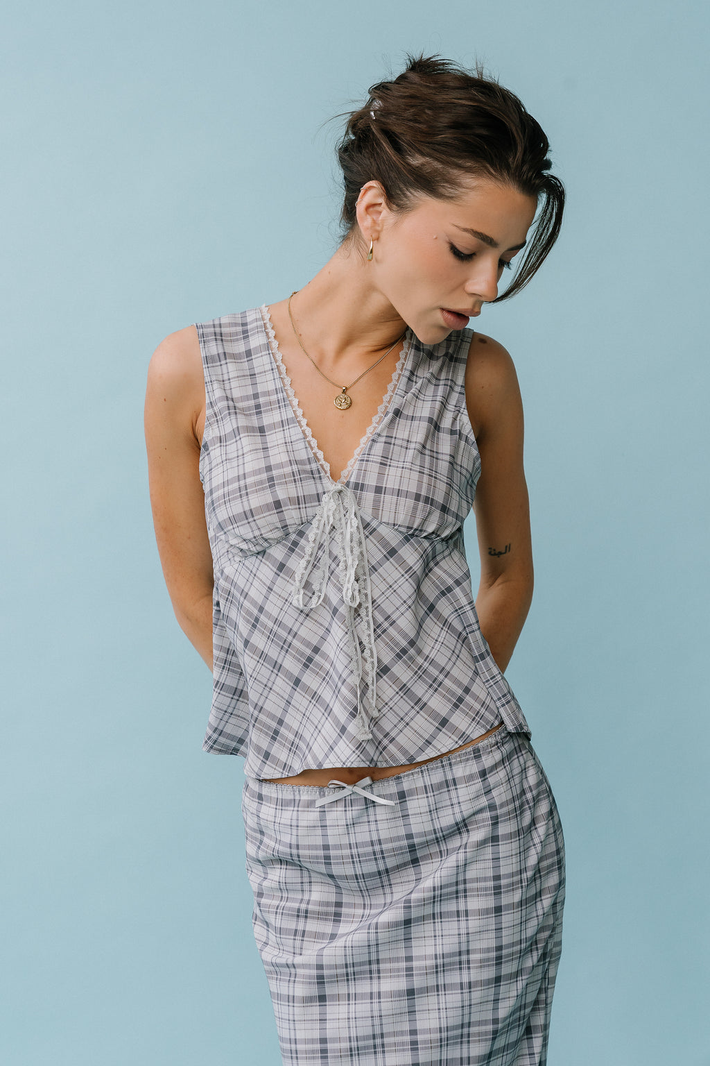 Jenna Plaid Blouse in Blue