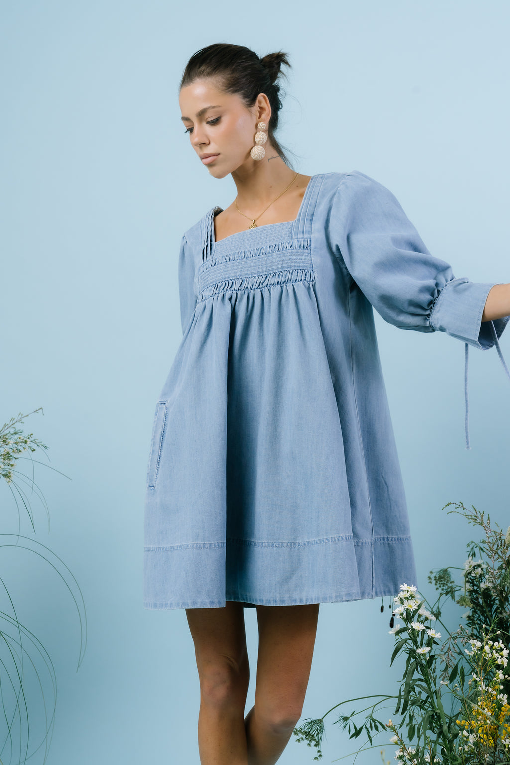 Ginny Denim Baby Doll Dress - FINAL SALE