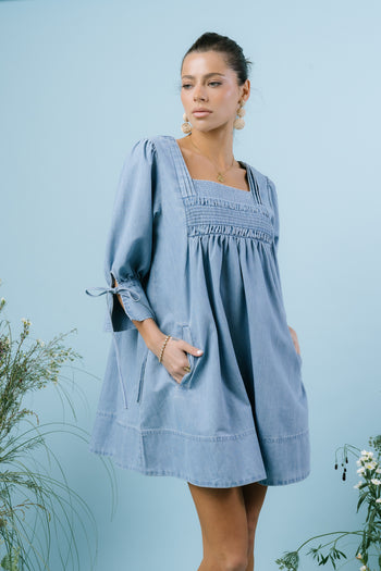 Ginny Denim Baby Doll Dress - FINAL SALE