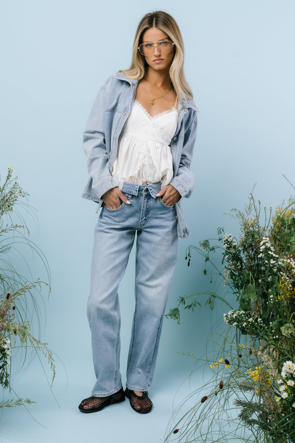 Karina Folded Straight Leg Jeans